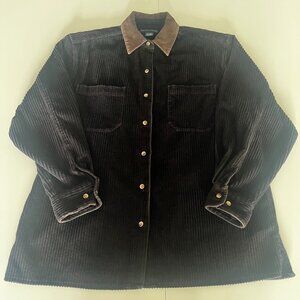 Charter Club Womens Chocolate Brown Corduroy Wide Wale Shacket Sz Medium Chor